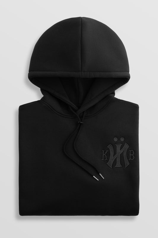 KYIV Brushed Fleece Hoodie Black Tonal